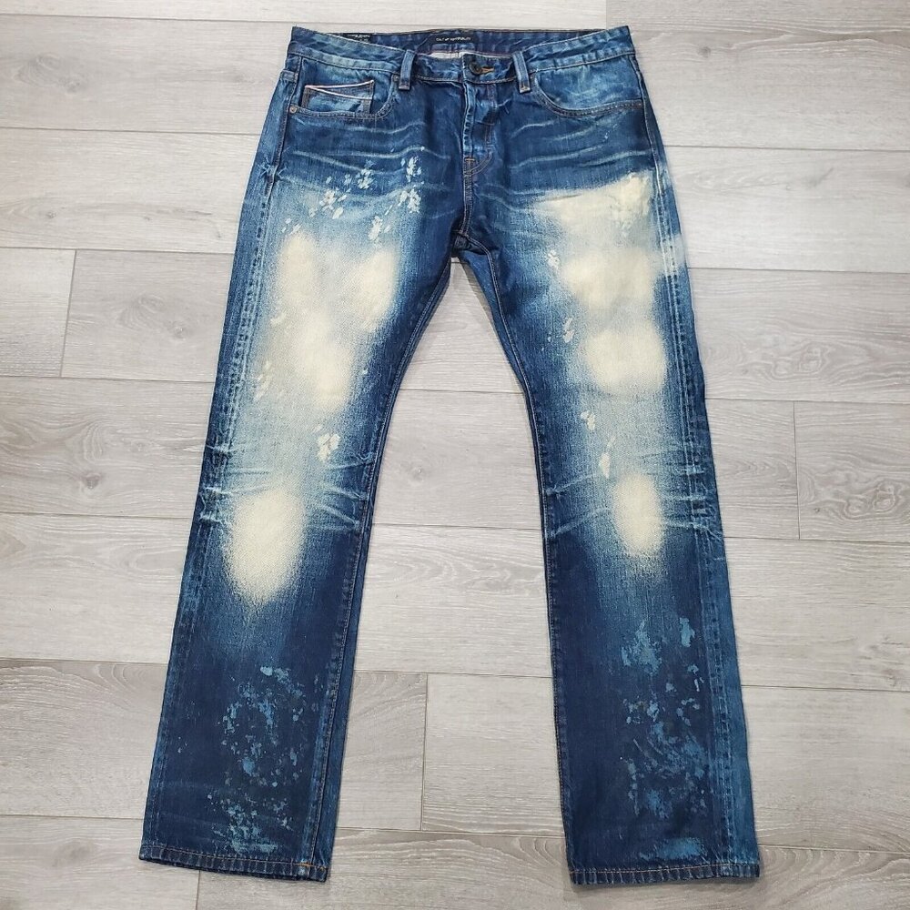Cult of Individuality Mens Blue Distress 36x34 Selvedge Denim Japanese Jeans